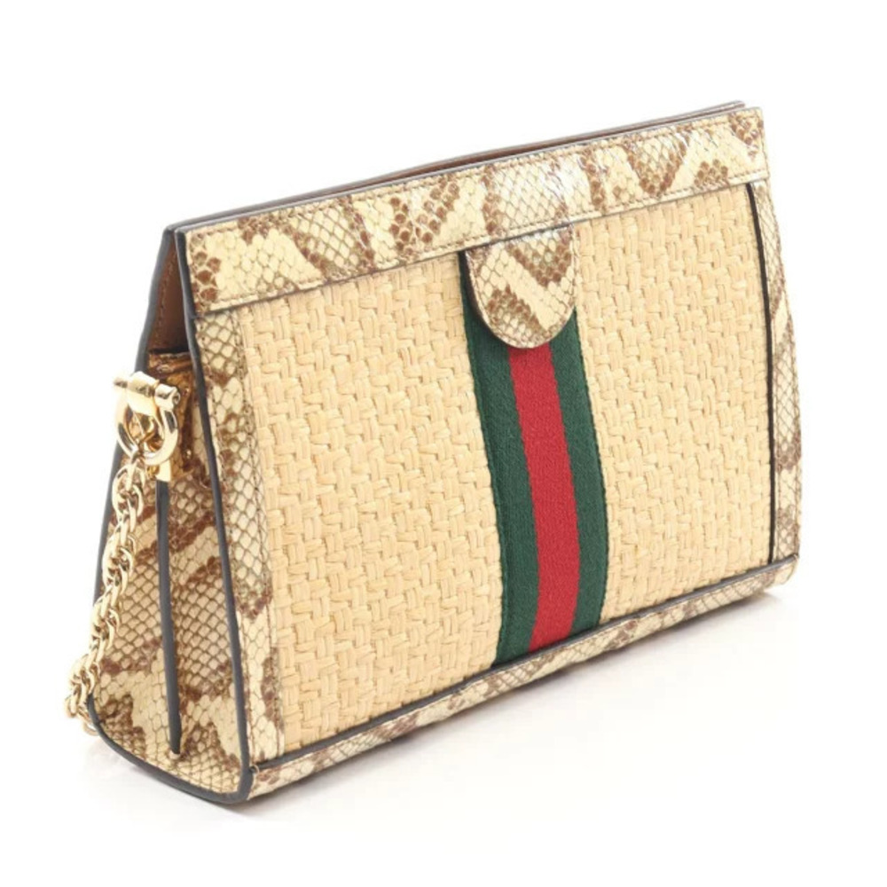 Gucci Bag Multicolor Ophidia Raffia Beige Exotic Shoulder Leather Tan